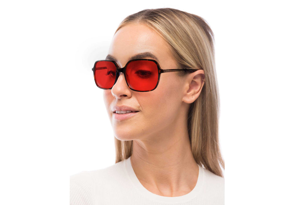 Woman Wearing Blaire Blue Light Blocking Glasses Readers