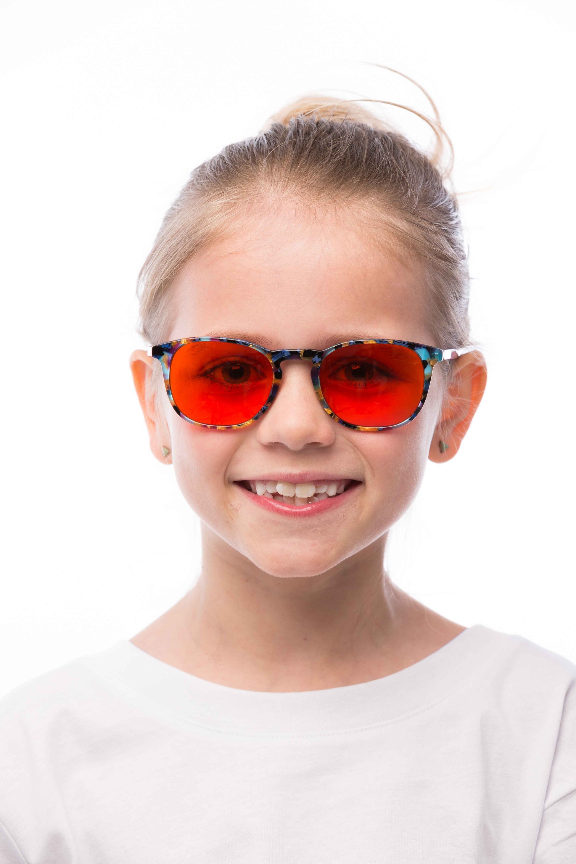 Girl Wearing Elsa Blue Light Blocking Glasses Readers
