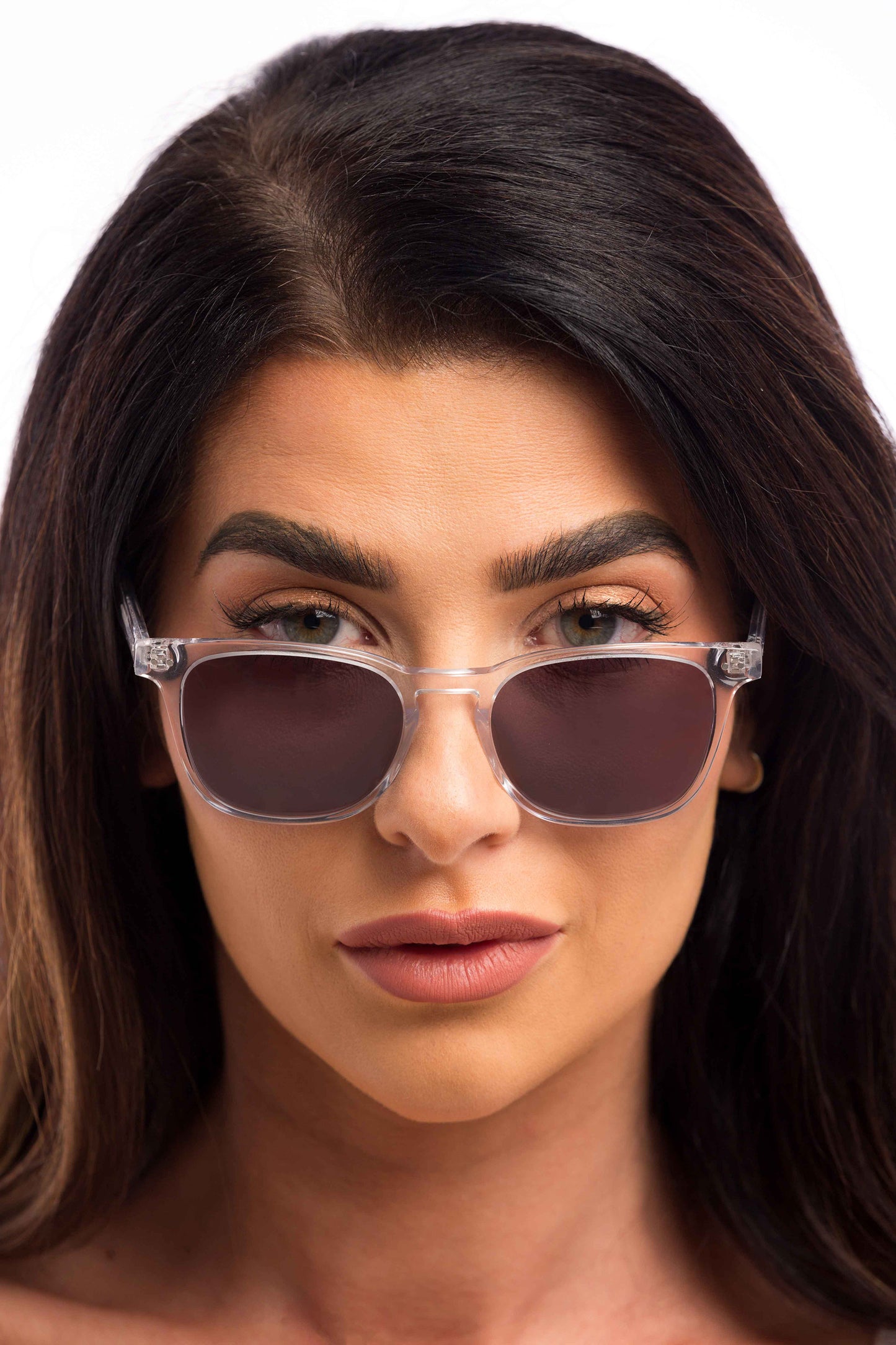 Woman Wearing Crystal Sunglasses Prescription (Grey)